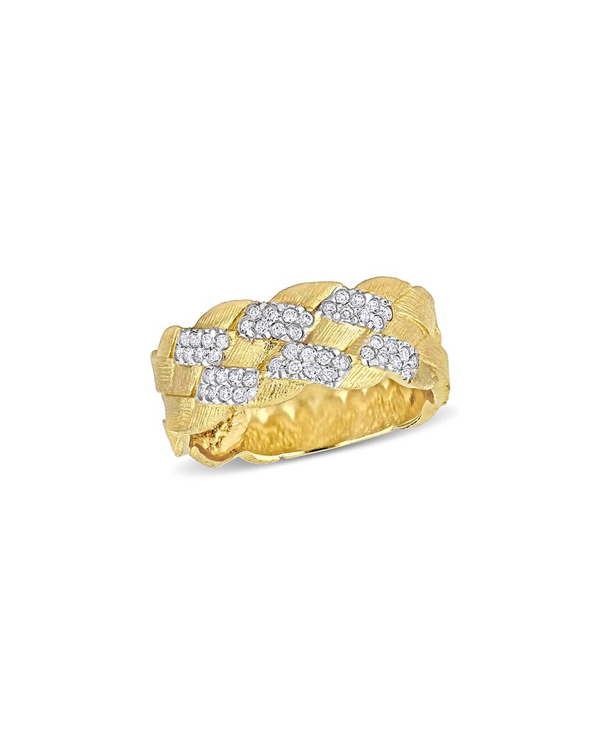 Rina Limor 14k 0.24 Ct. Tw. Diamond Studded Basketweave Ring