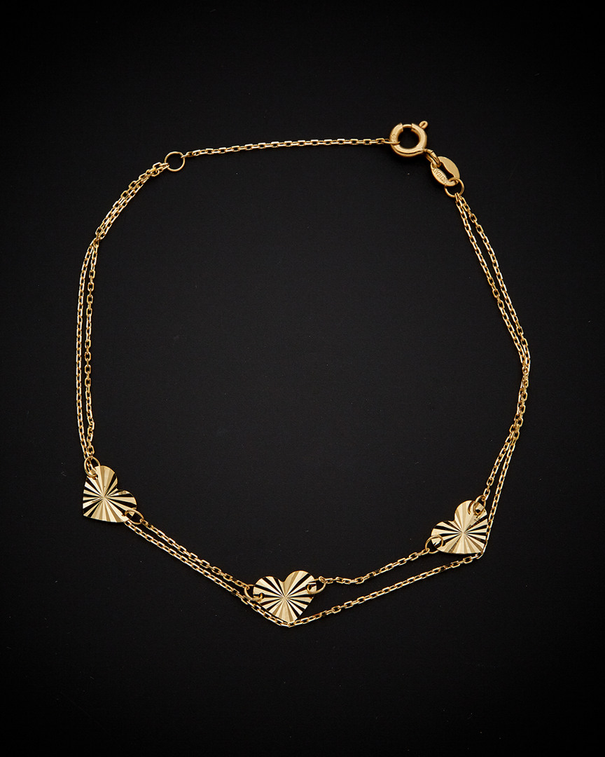 Italian Gold Diamond Cut Hearts Double Row Bracelet