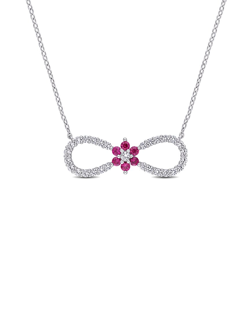 Rina Limor Silver 1.20 Ct. Tw. Gemstone Infinity Floral Necklace