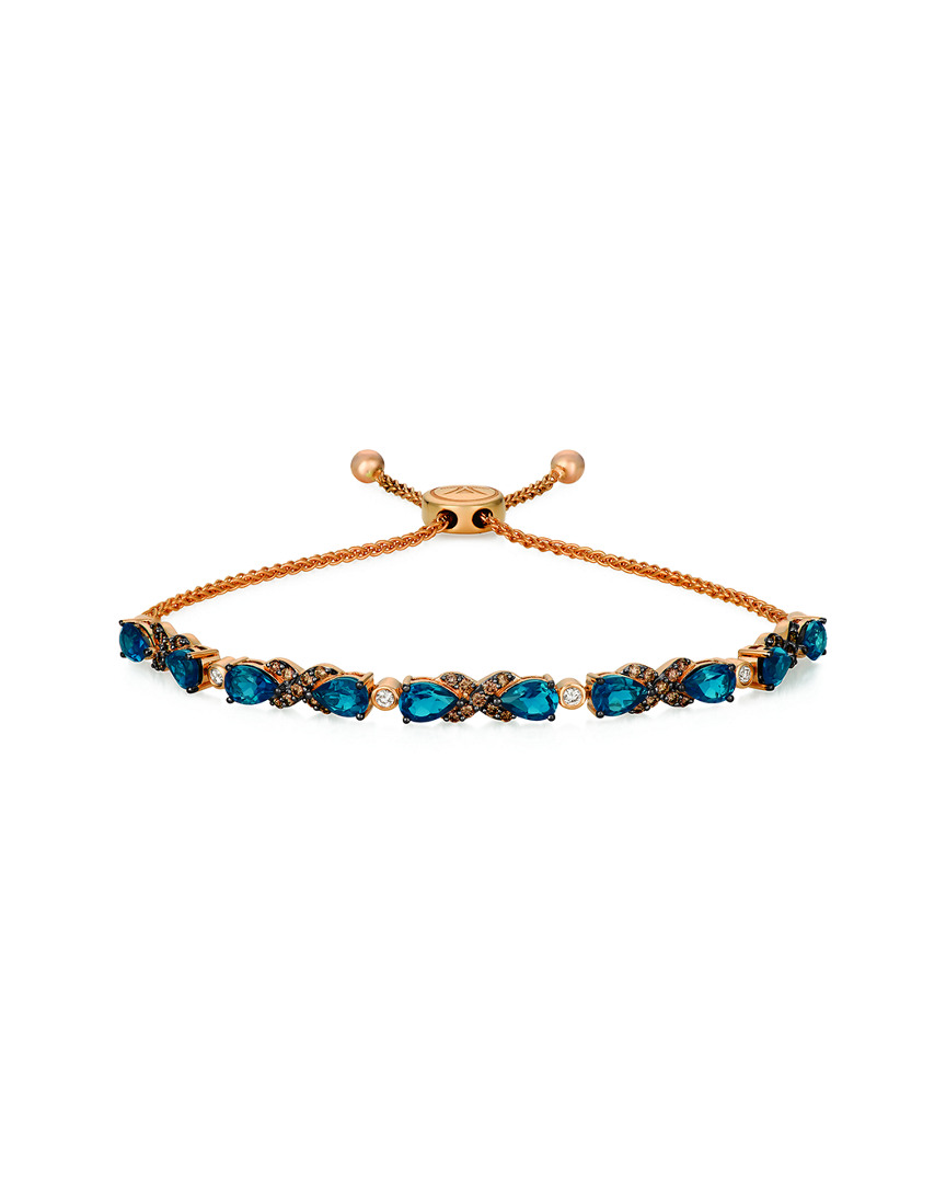 Image of Le Vian K Rose Gold . ct. tw. Diamond & Blue Topaz Bolo Bracelet