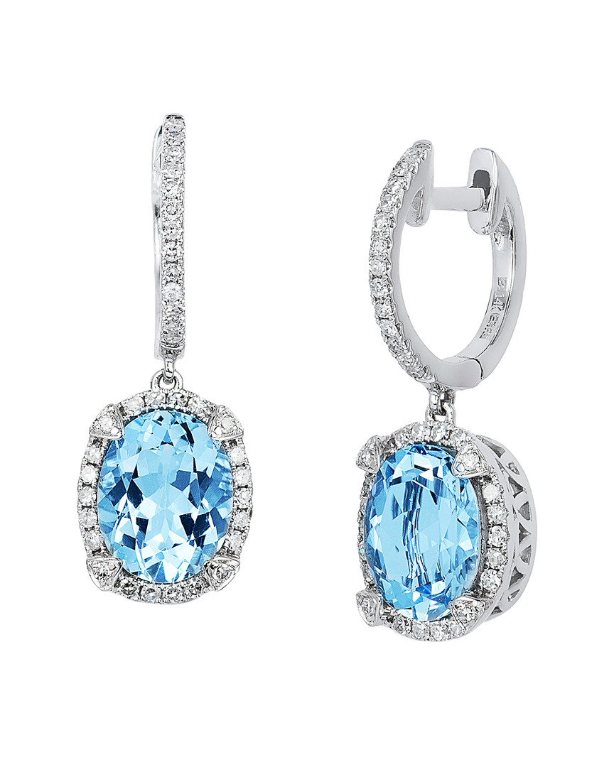 Effy Fine Jewelry Effy 14k 3.88 Ct. Tw. Diamond & Aquamarine Earrings In Neutral