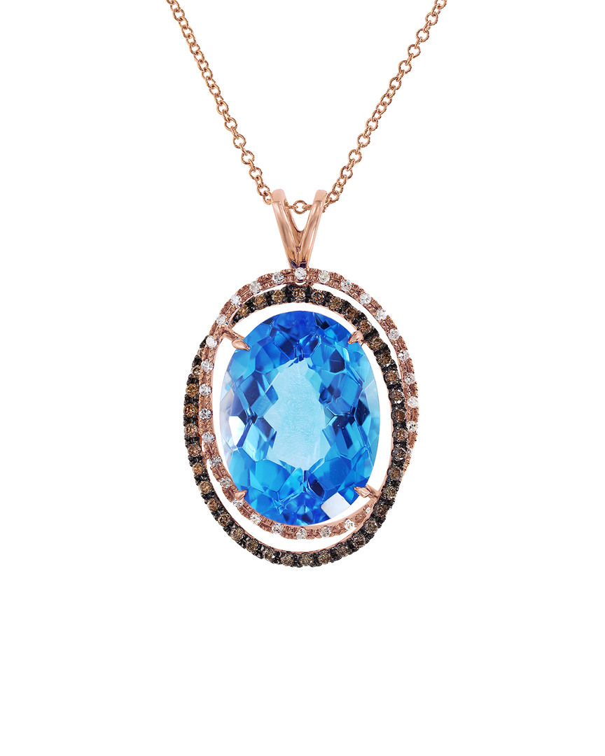 Image of Effy K Rose Gold . ct. tw. Diamond & Blue Topaz Pendant Necklace