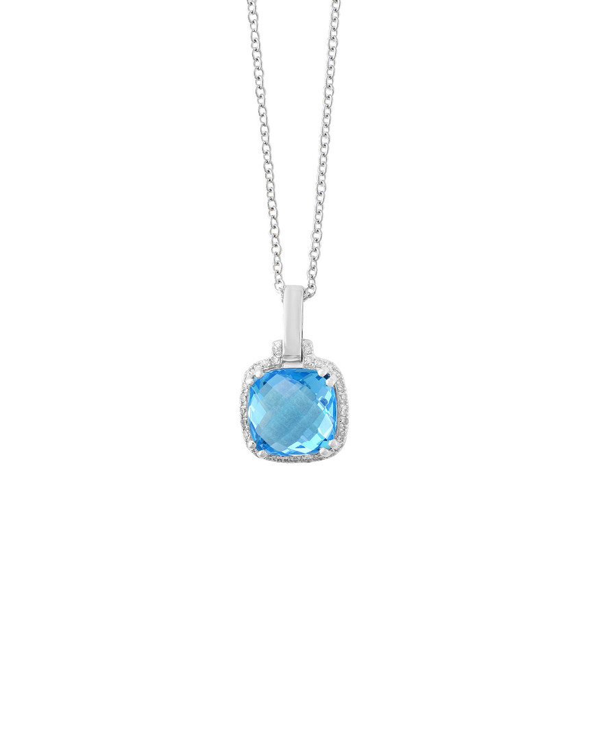 Image of Effy Fine Jewelry K . ct. tw. Diamond & Blue Topaz Pendant Necklace