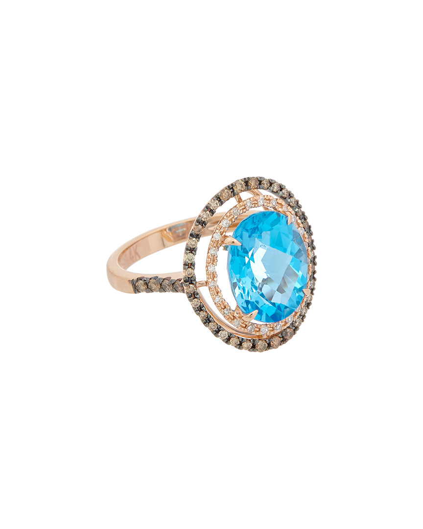 Effy Fine Jewelry 14k Rose Gold 6.19 Ct. Tw. Diamond & Blue Topaz Ring