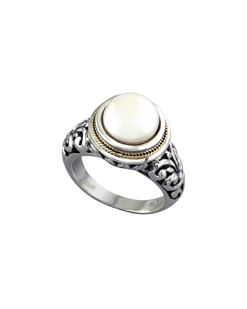 Effy Fine Jewelry Silver & 18k 10mm Pearl Ring In Gold
