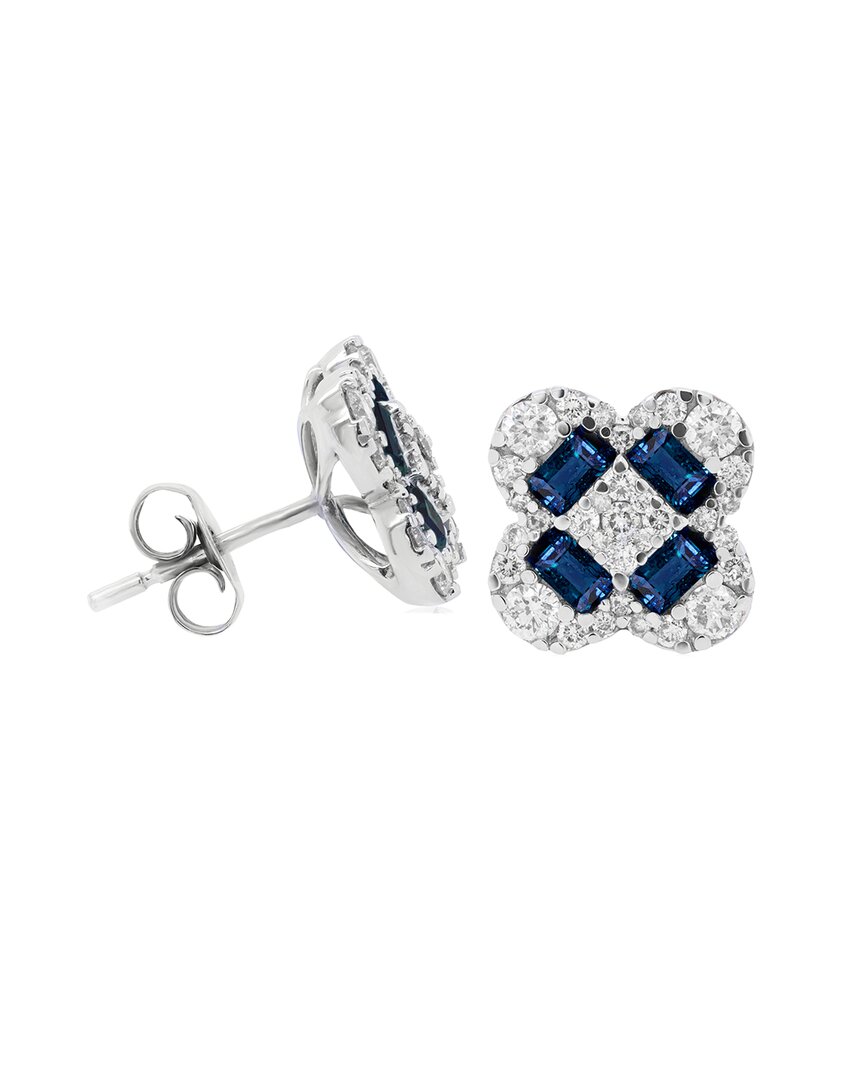 Shop Diana M. Fine Jewelry 14k 1.39 Ct. Tw. Diamond & Sapphire Studs