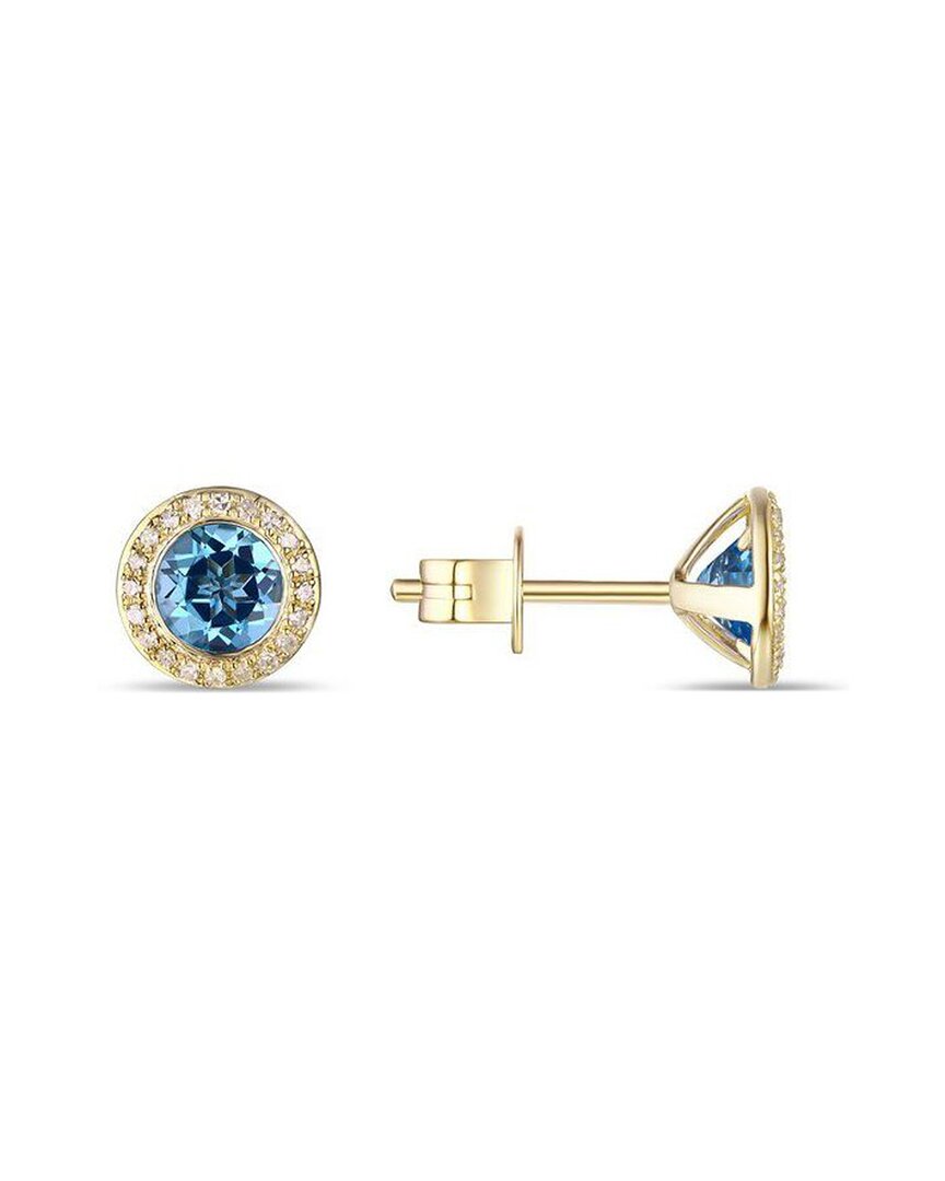 Diana M. Fine Jewelry 14K 1.63 ct. tw. Diamond & Blue Topaz Halo Studs