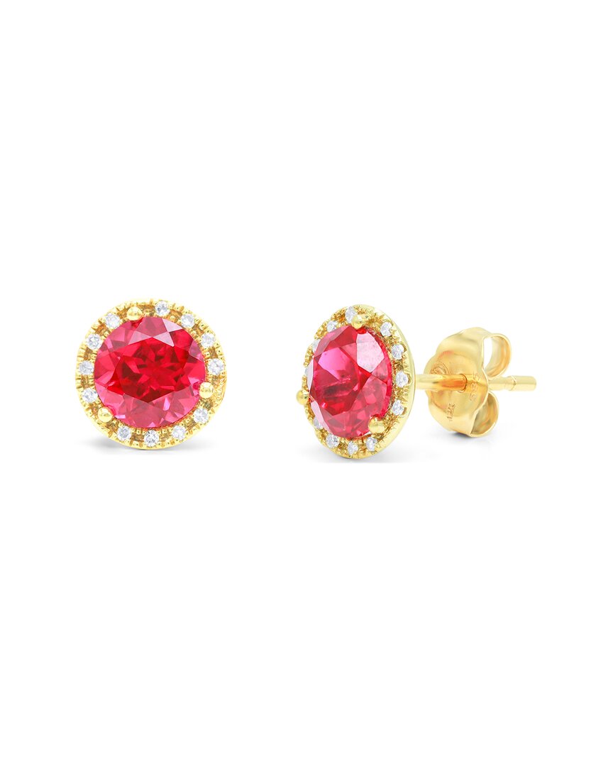 Diana M. Fine Jewelry 14K 2.18 ct. tw. Diamond & Ruby Corundum Halo Studs