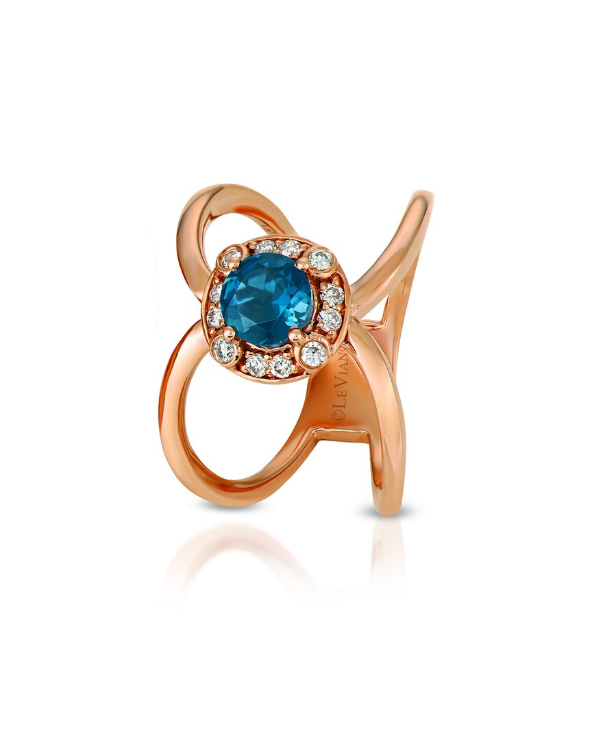 Le Vian ® 14k Strawberry Gold® 0.96 Ct. Tw. Diamond & London Blue Topaz Ring