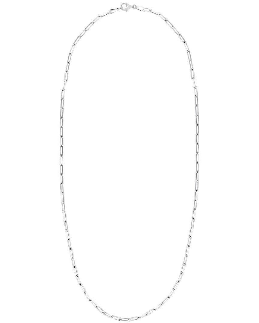 Italian Silver Paperclip Necklace In Metallic