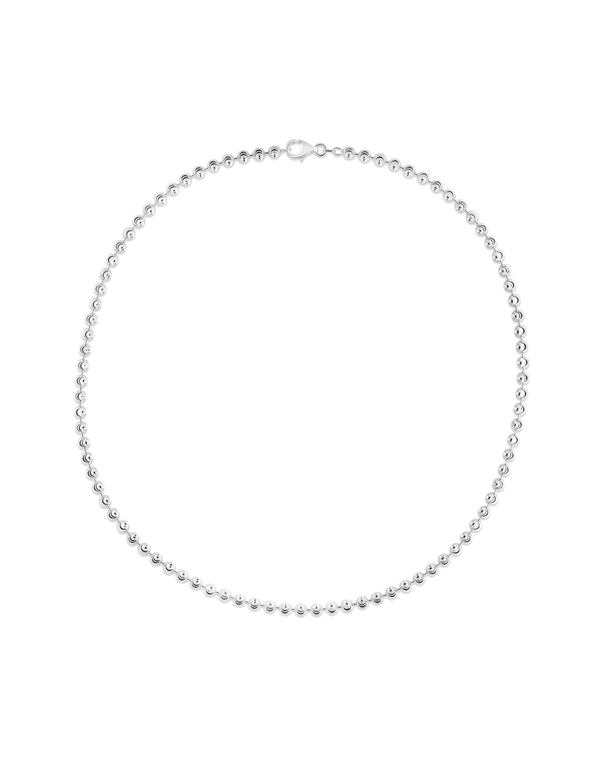 Italian Silver Piazza Di Spagna  Round Moon Cut Bead Bracelet In White