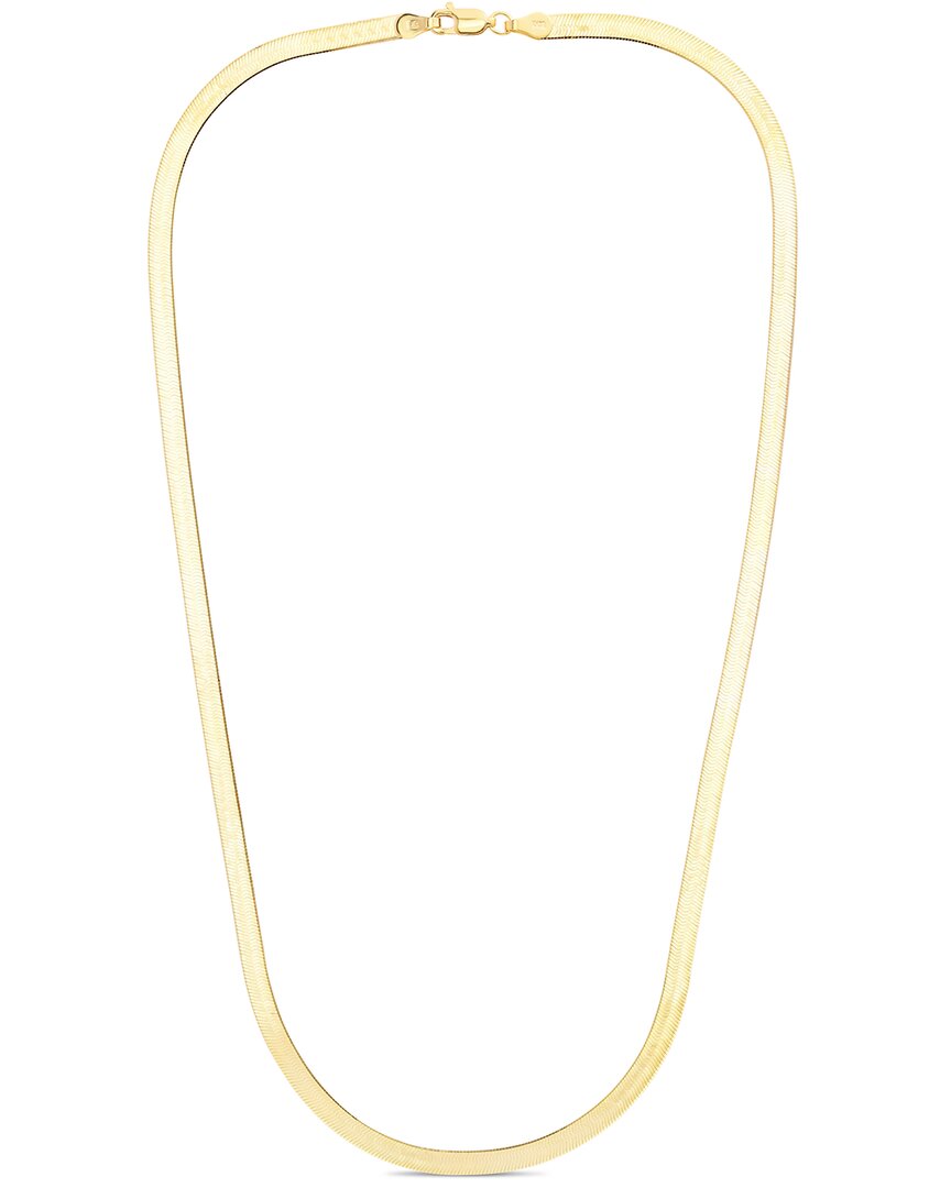Italian Silver Herringbone Chain Necklace In Gold