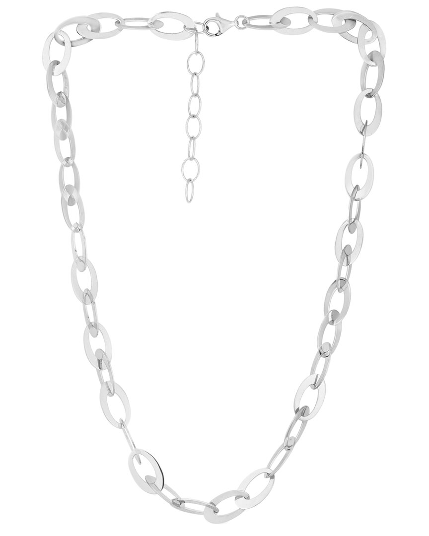 Italian Silver Oval Rolo Link Necklace In Silver