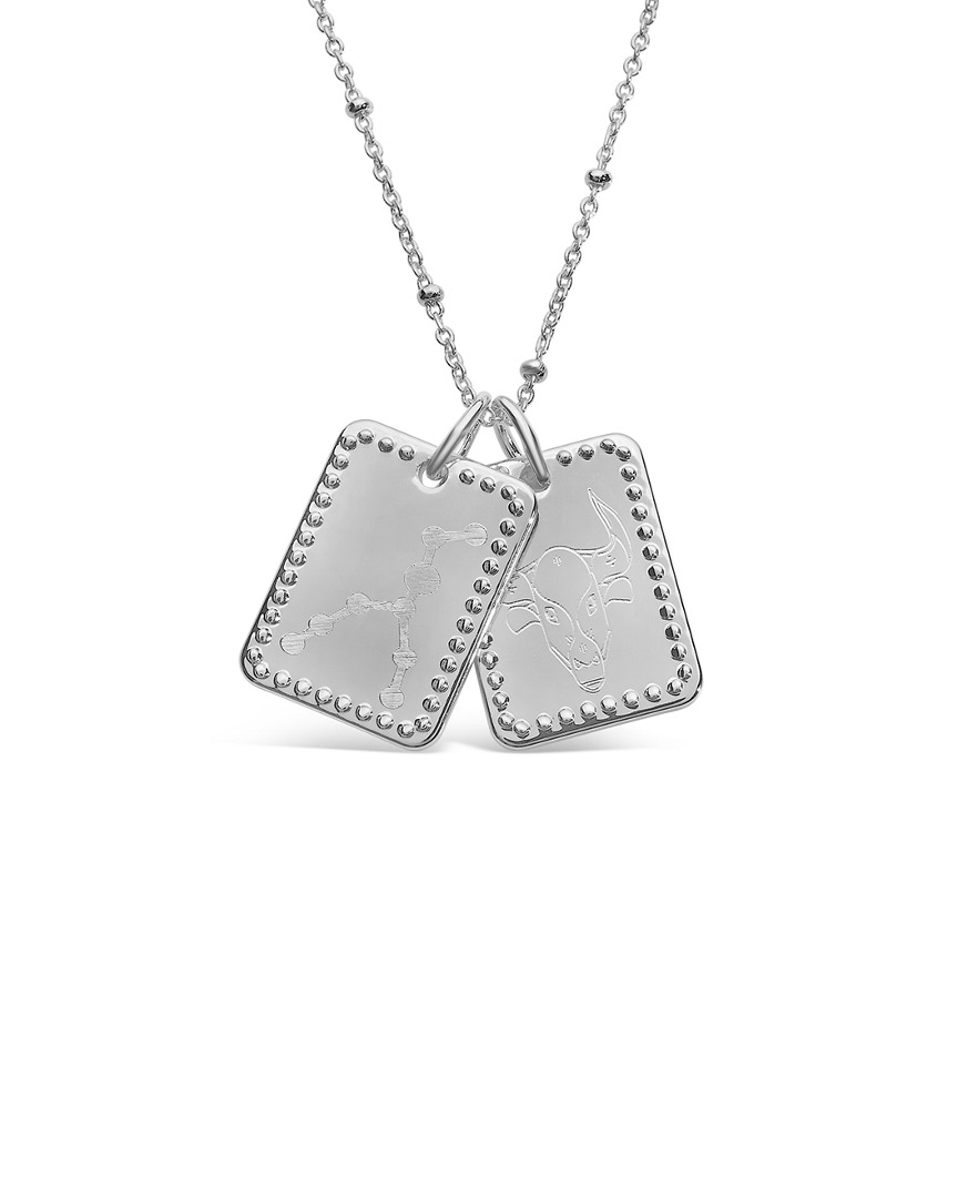 Sterling Forever 14k Over Silver Taurus Zodiac Tag Necklace In Gray