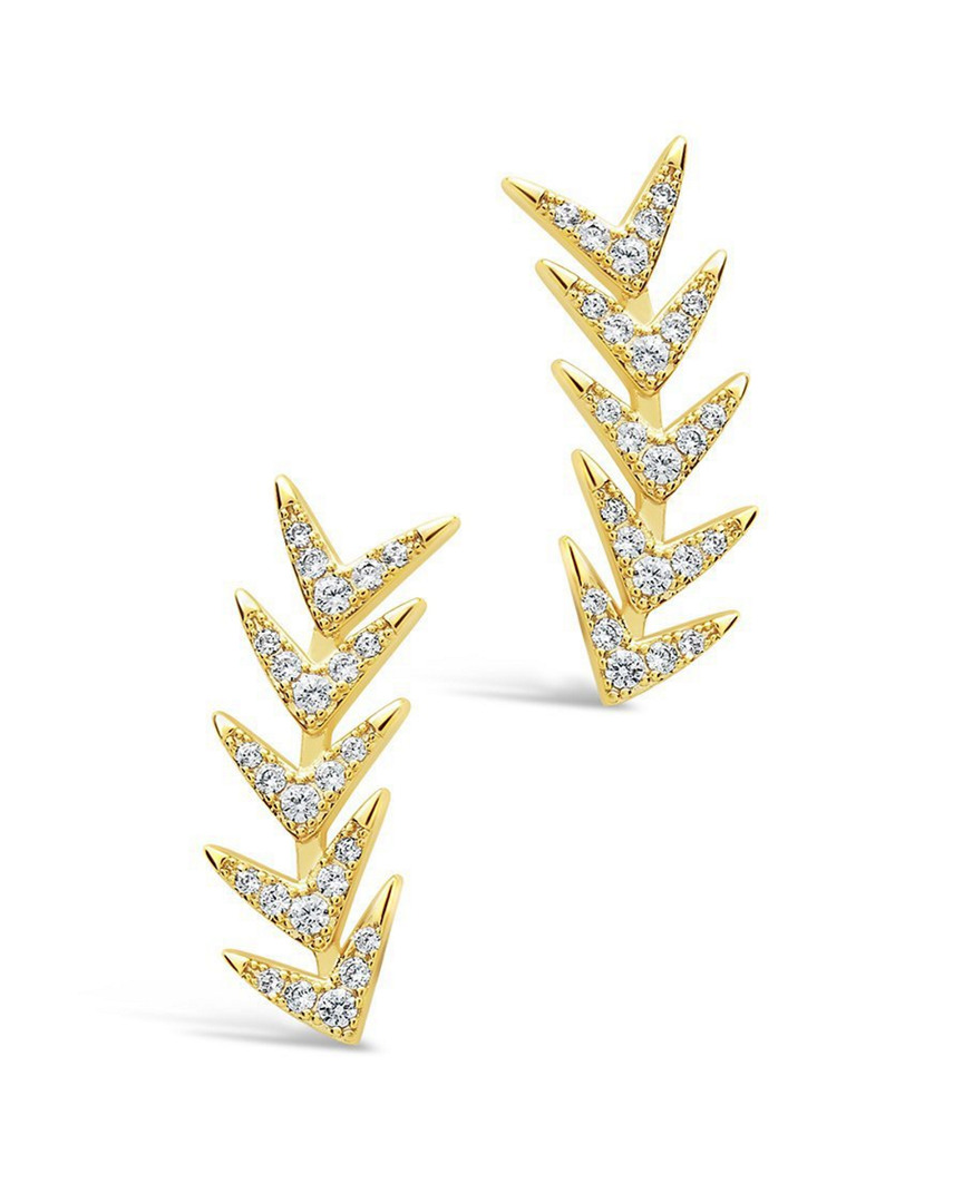 Sterling Forever 14k Over Silver Cz Arrowhead Ear Crawlers