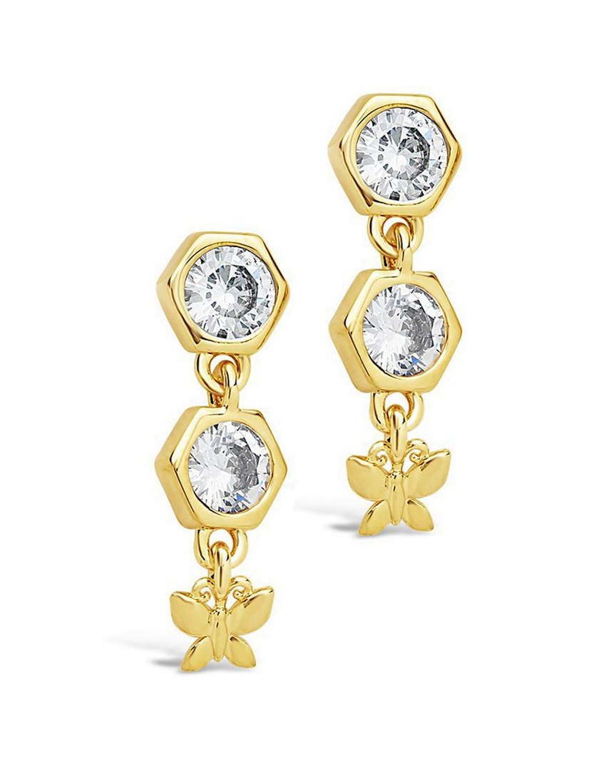 Shop Sterling Forever 14k Plated Cz Honeycomb & Butterfly Earrings