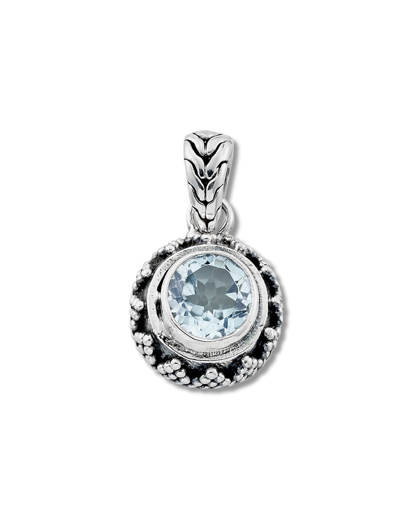 Samuel B. Silver 1.00 Ct. Tw. Blue Topaz Round Pendant In Silver