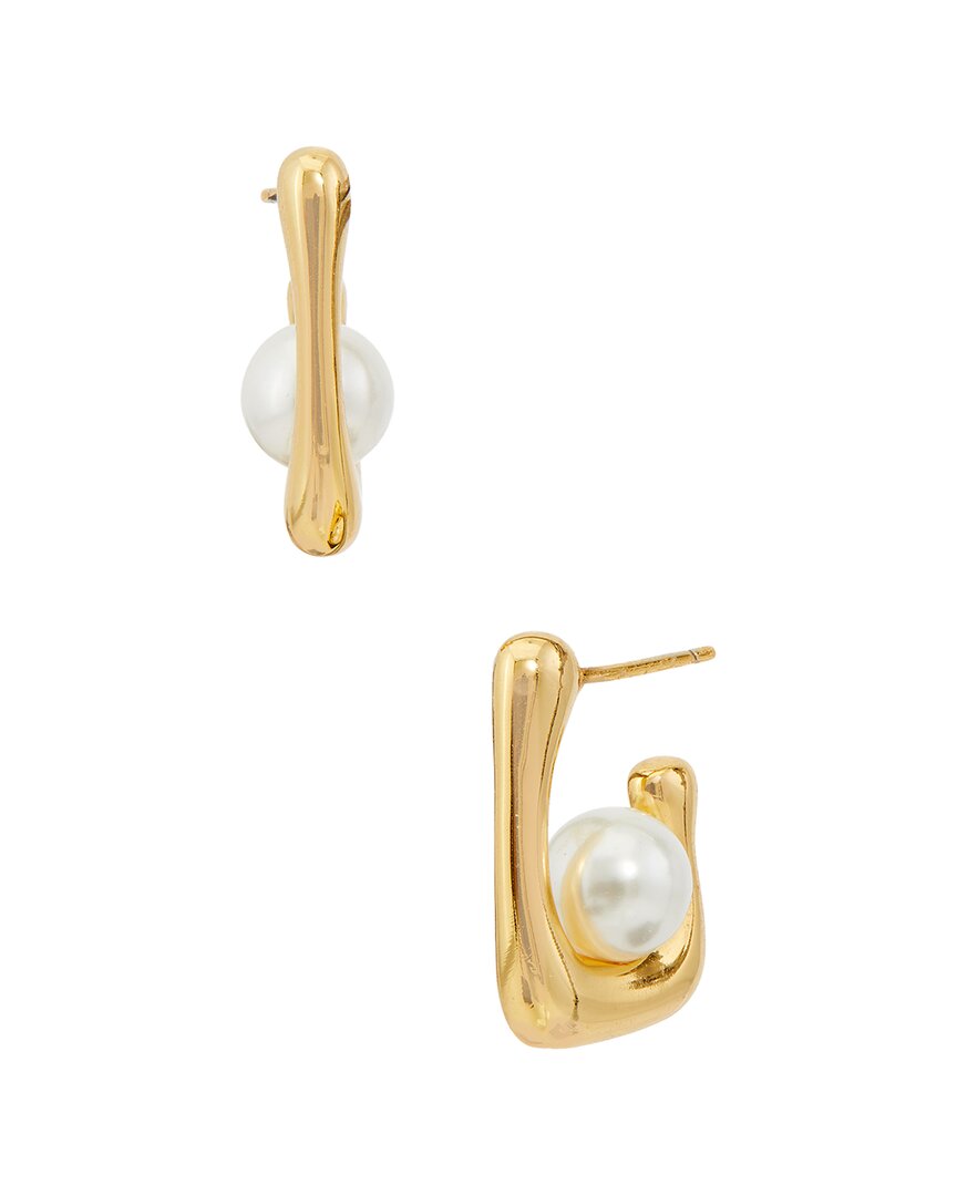 Shop Savvy Cie 18k Plated 7-10mm Pearl Hoops
