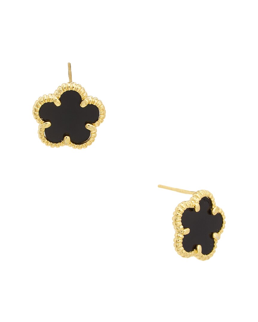 Juvell Onyx Clover Stud Earrings In Black