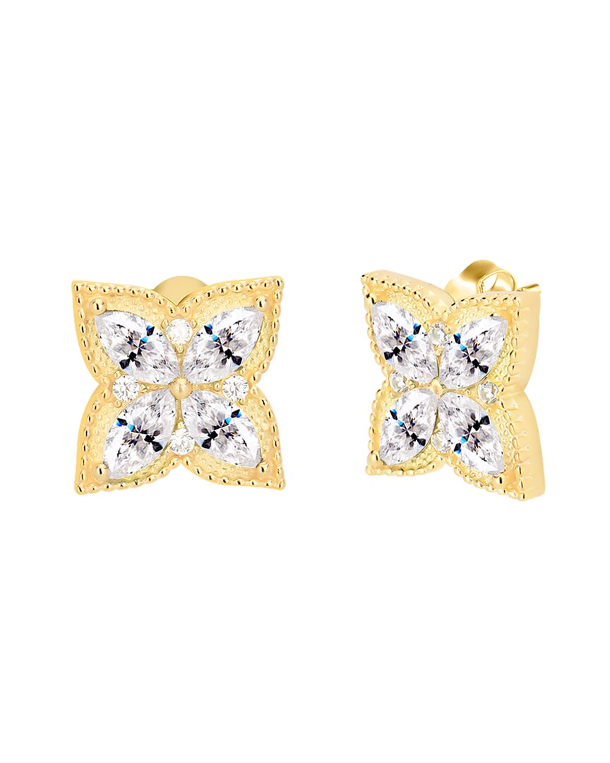 Gabi Rielle Shining Moment 14k Over Silver Cz Clover Studs