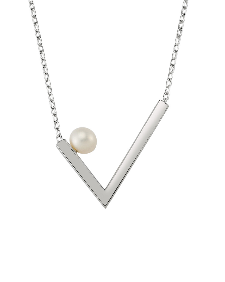Amorium Rhodium Plated 5mm Pearl Necklace
