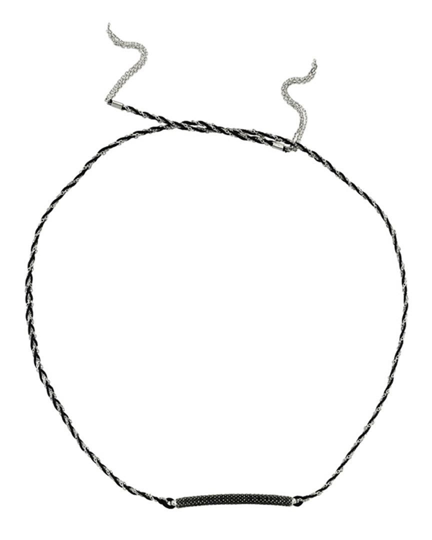 Amorium Rhodium Plated Cz Braided Choker Necklace