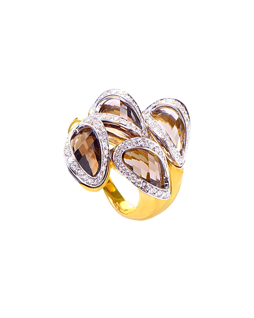 Image of Superoro K Two-Tone . ct. tw. Diamond & Topaz Ring