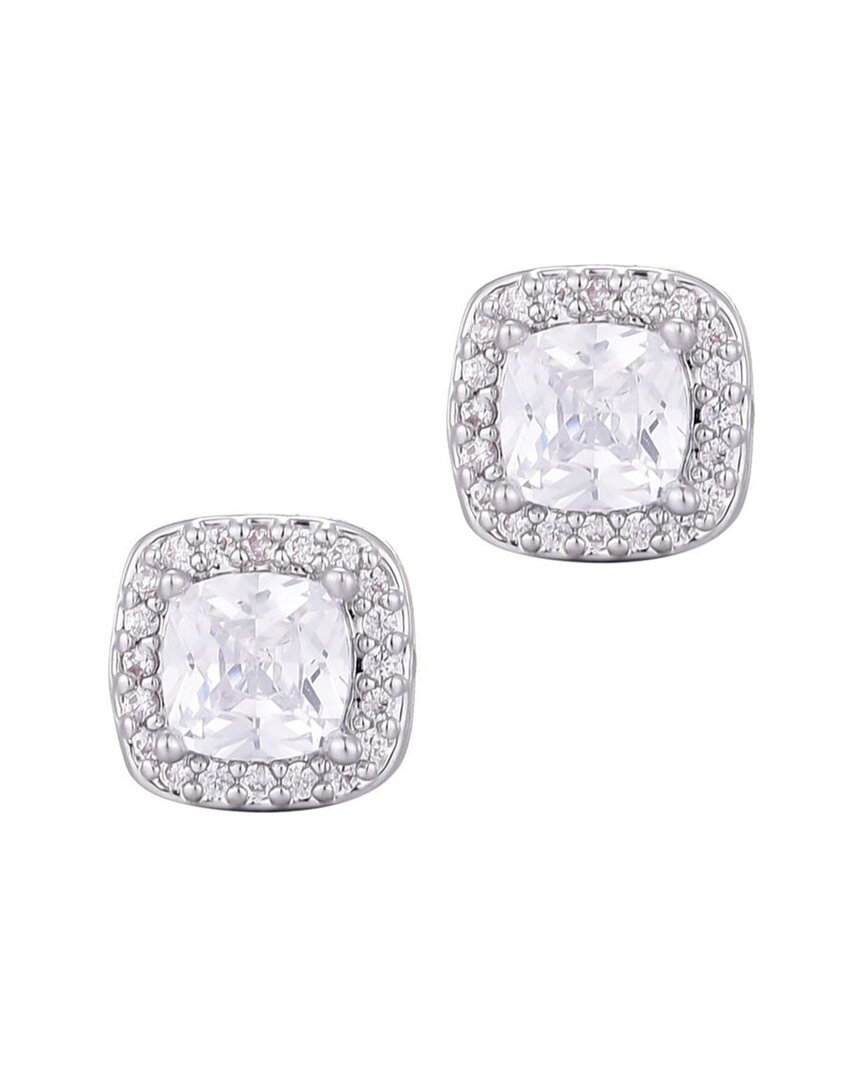Adornia Silver Cubic Zirconia Cushion Halo Stud Earrings