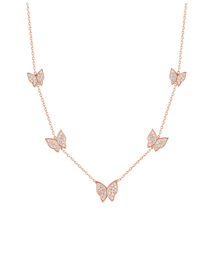 Sphera Milano Rose Gold Plated Graduated Butterfly Charm Necklace