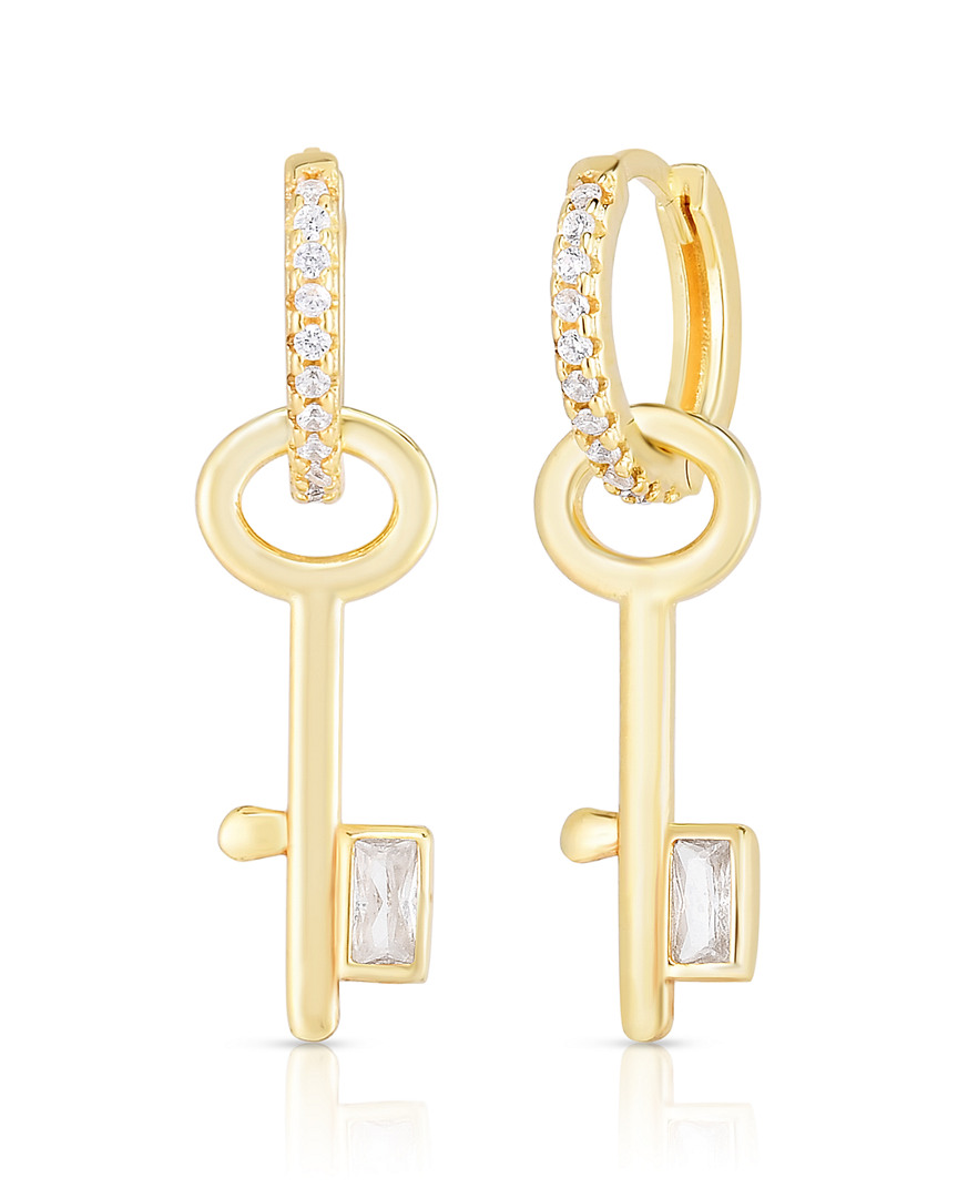 Sphera Milano Gold Over Silver Key Huggie Earrings