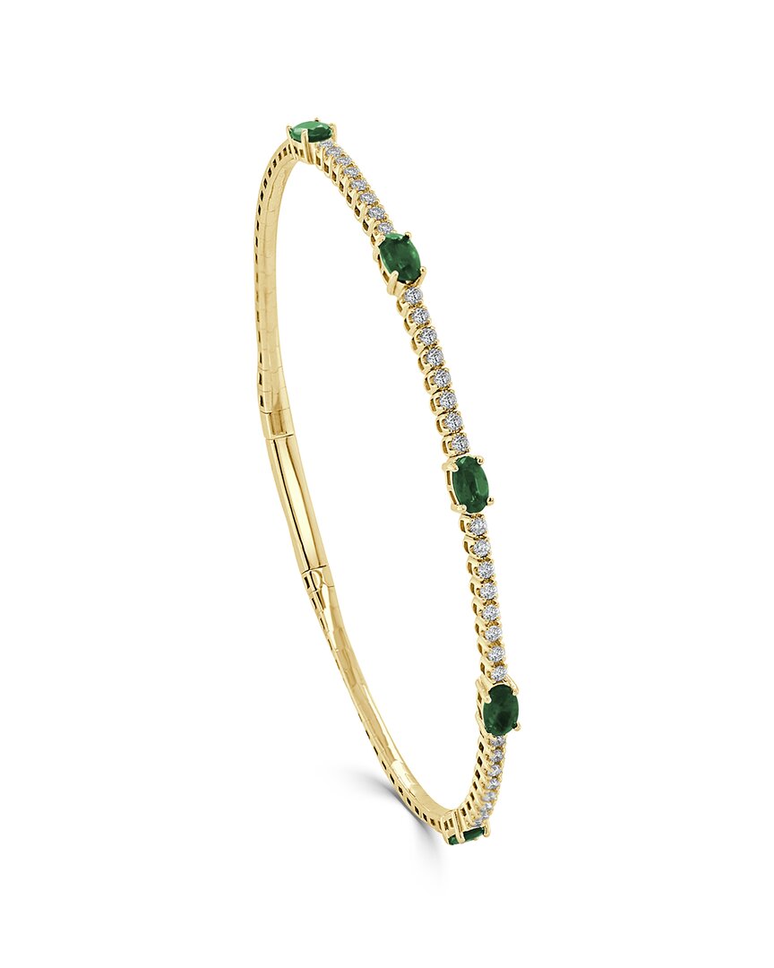 Sabrina Designs 14k 1.41 Ct. Tw. Diamond & Emerald Station Bangle Bracelet