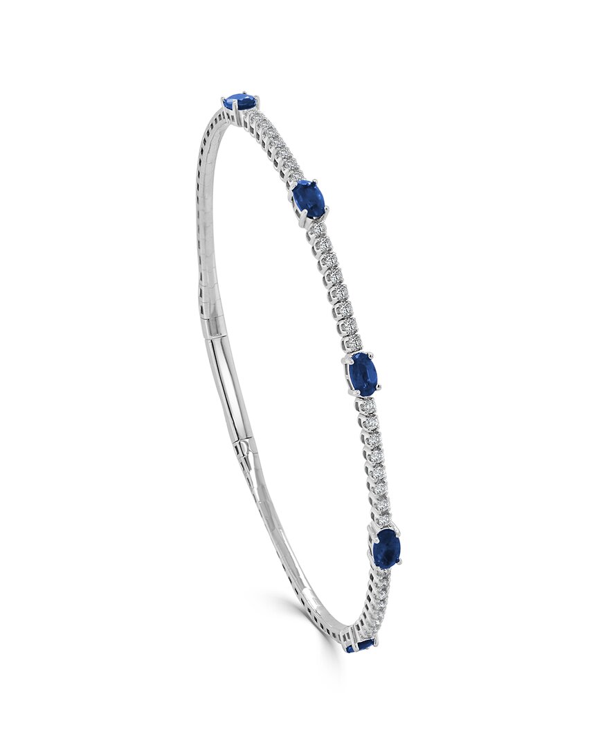 Sabrina Designs 14k 1.93 Ct. Tw. Diamond & Sapphire Station Bangle Bracelet In Metallic
