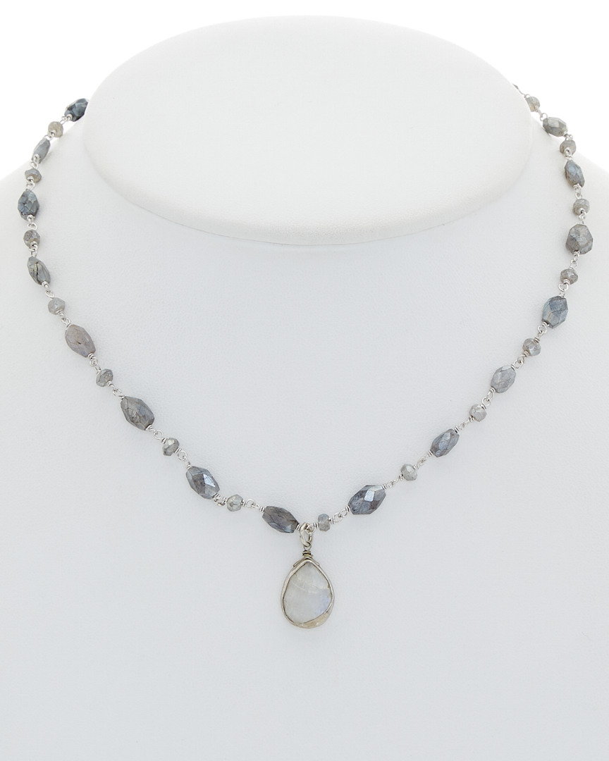 Rachel Reinhardt Silver Labradorite & Moonstone Necklace