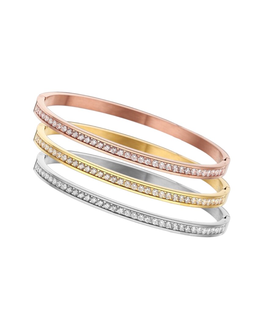 Liv Oliver 18k Plated Cz Stackable Bangle Bracelet Set In Multi