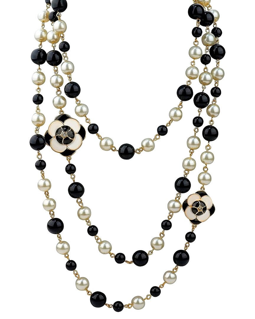 Liv Oliver 18k Plated 60.00 Ct. Tw. Onyx 9mm Pearl Endless Necklace