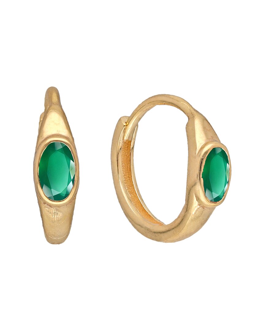 Tiramisu 14k Plated 0.60 Ct. Tw. Green Onyx Huggie Earrings