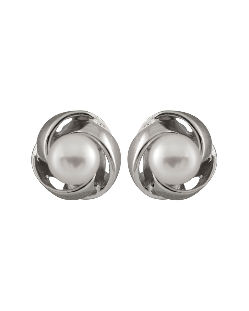 Splendid Pearls Rhodium Over Silver 6.5-7mm Pearl Earrings