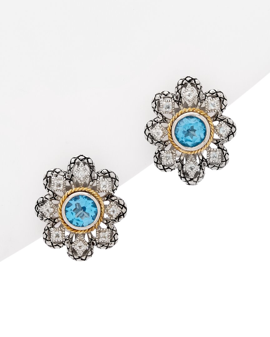 Andrea Candela Lucero 18k & Silver 2.00 Cttw. Gemstone Flower Earrings In Metallic
