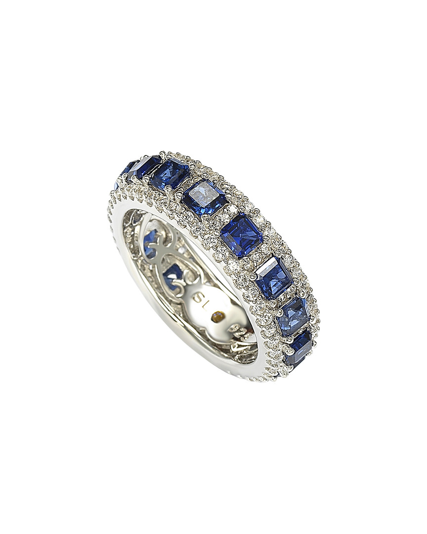 Suzy Levian Silver 4.33 Ct. Tw. Sapphire Eternity Ring