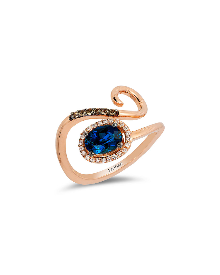 Shop Le Vian 14k Rose Gold 1.01 Ct. Tw. Diamond & Blue Topaz Ring
