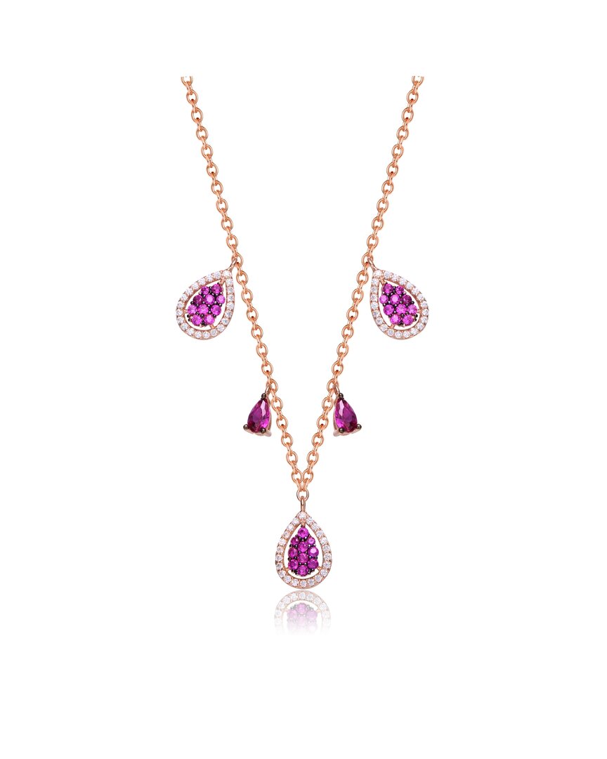 Genevive Two-tone Over Silver Cz Necklace