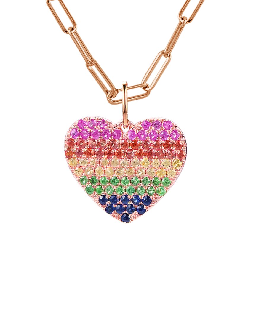 Sabrina Designs 14k Rose Gold 1.00 Ct. Tw. Sapphire Heart Necklace