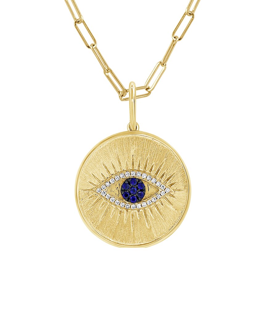 Sabrina Designs 14k 0.16 Ct. Tw. Diamond & Sapphire Evil Eye Necklace In Gold
