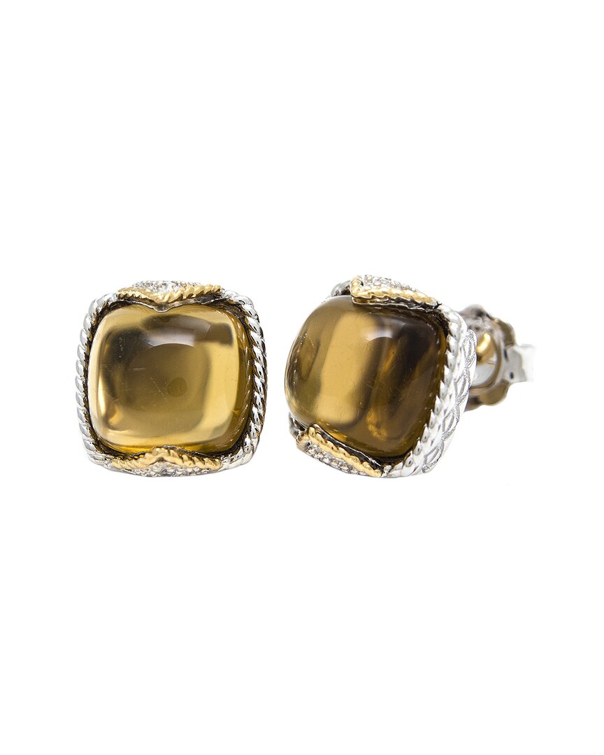 Andrea Candela Andréa Candela Dulcitos 18k Over Silver 9.44 Ct. Tw. Diamond & Cognac Quartz Earring