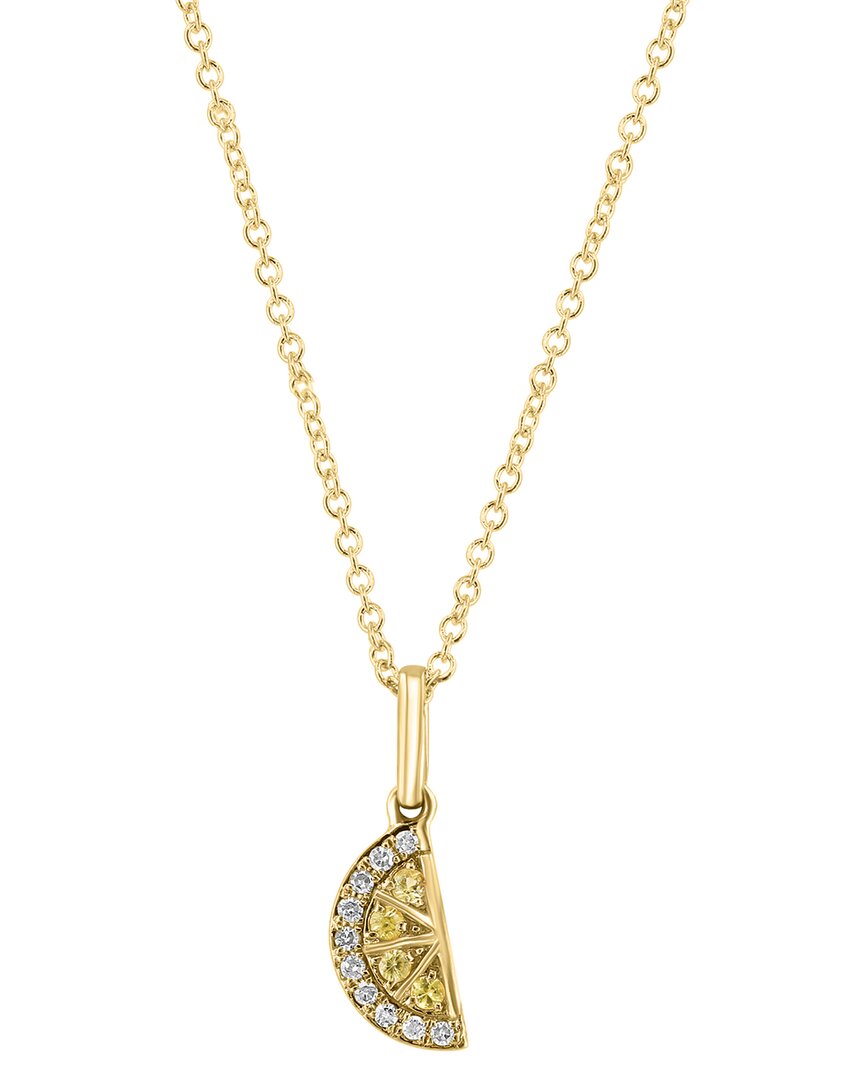 Effy Fine Jewelry 14k 0.11 Ct. Tw. Diamond & Yellow Sapphire Necklace