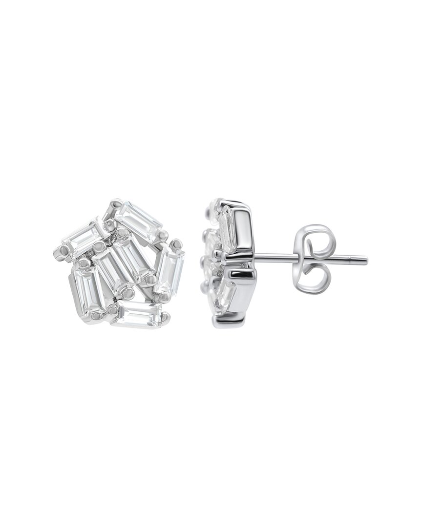 Adornia Multi Shape Cluster Crystal Stud Earrings Silver