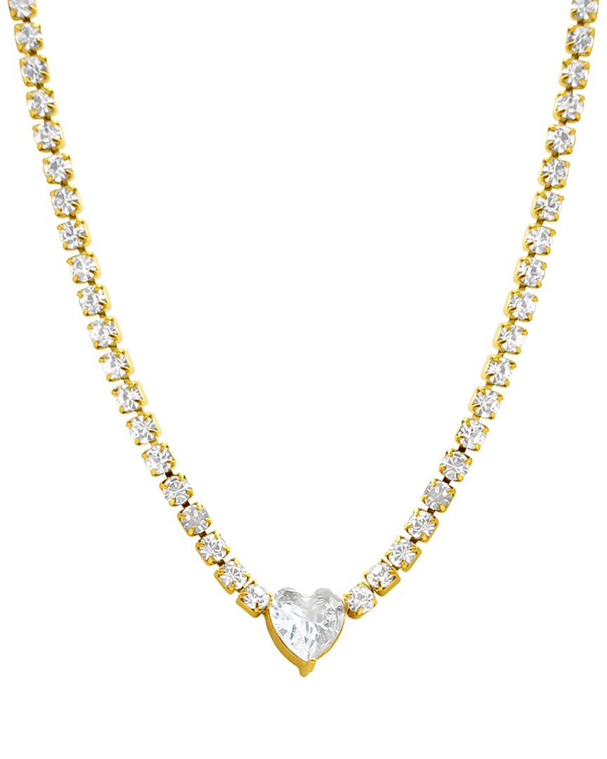 Adornia Water Resistant Crystal Heart Tennis Chain Necklace Gold