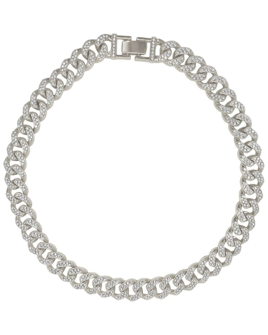 Adornia Silver-tone Plated Crystal Thick Cuban Curb Chain Necklace