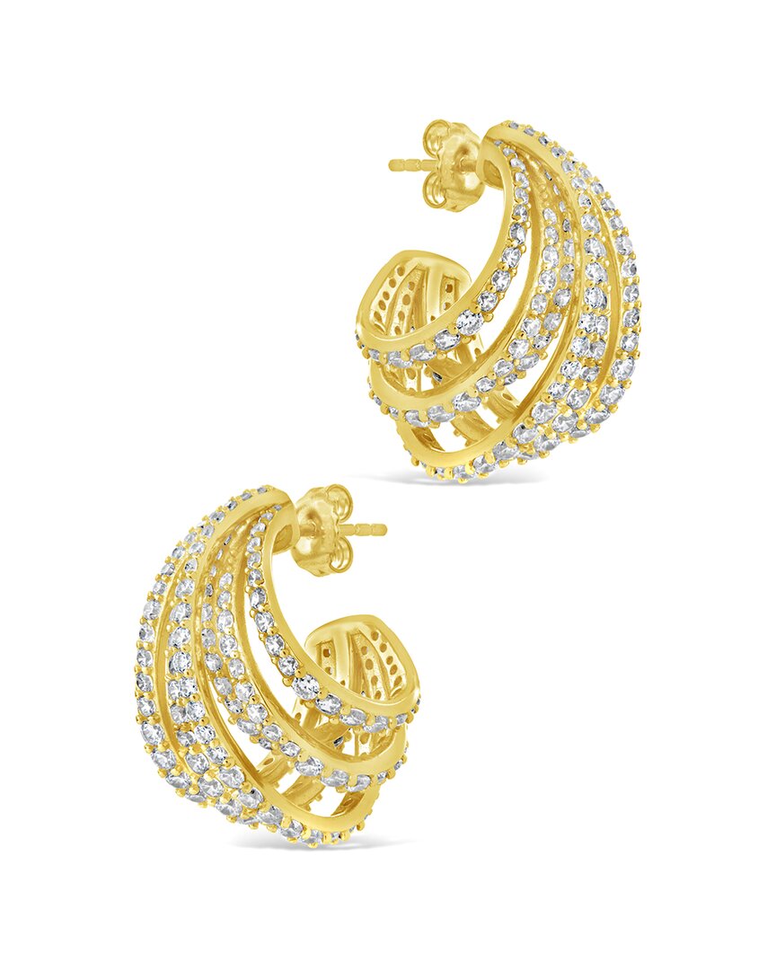 Sterling Forever 14k Plated Cz Jenny Statement Hoops