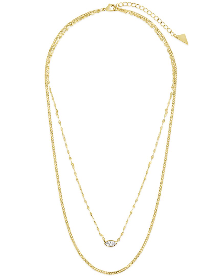 Sterling Forever 14k Plated Cz Amelia Layered Necklace
